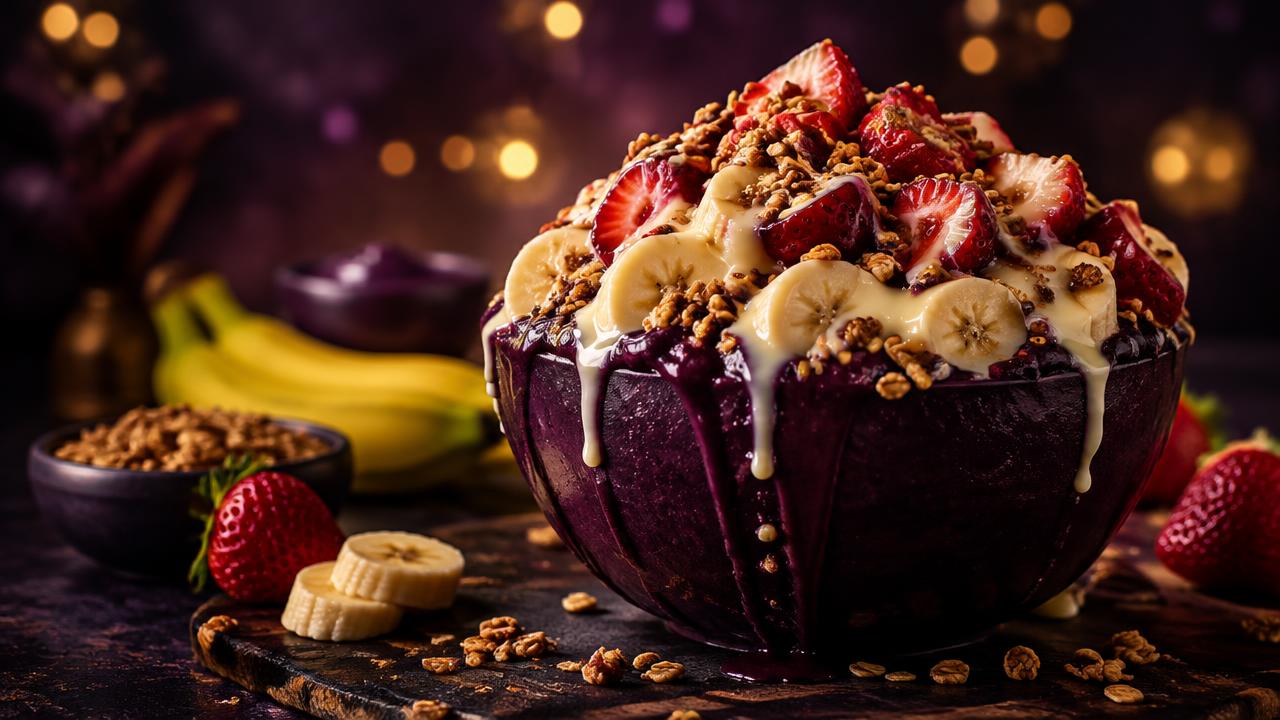Açaí cremoso com frutas